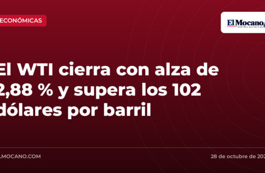 El WTI cierra con alza de 2,88 % y supera los 102 dólares por barril