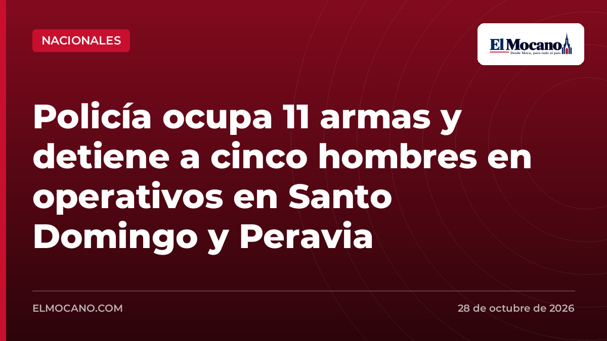 Policía ocupa 11 armas y detiene a cinco hombres en operativos en Santo Domingo y Peravia